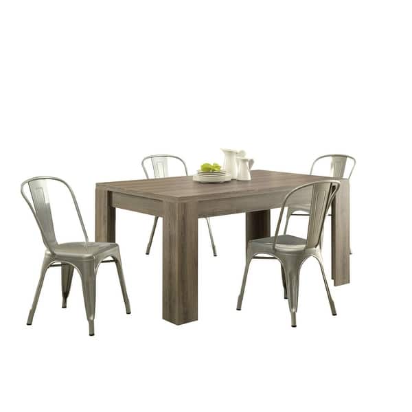 Shop Modern Block Leg Rectangular Dining Table In Dark Taupe Wood Finish On Sale Overstock 29063427