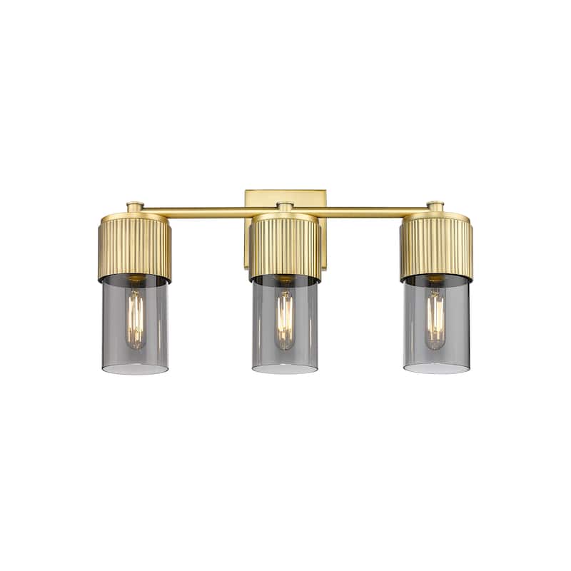 Innovations Lighting Bolivar - 3 Light 7" Wall-Mounted Bath Vanity Light - Brushed Brass/Light Smoke