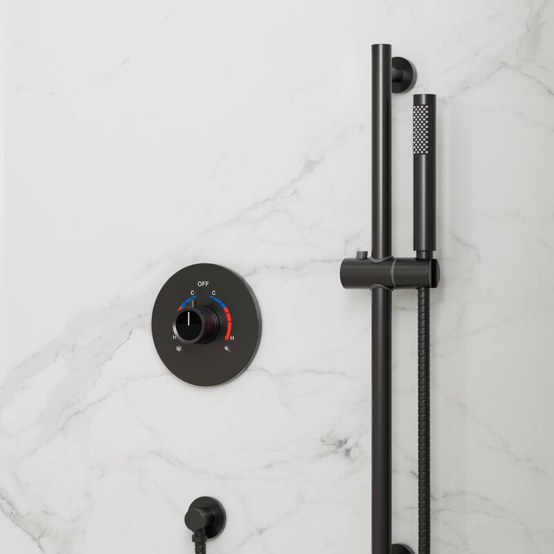 GRANDJOY 10" Wall-Mounted Shower Head System and Handheld Shower with Sliding Bar