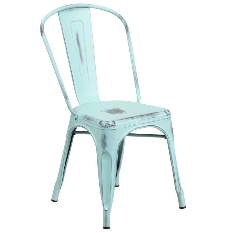 Distressed Metal Indoor/ Outdoor Stackable Chair