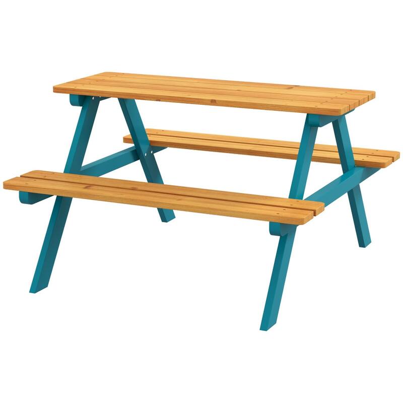 35'' Outsunny Kids Picnic Table Set with Wooden Table, with Seating