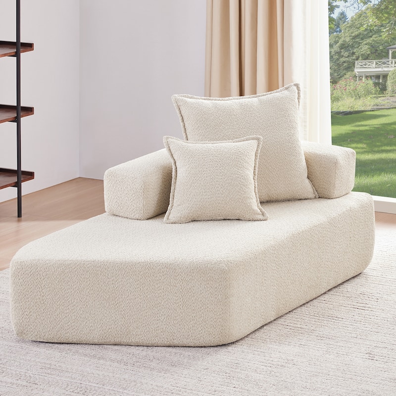 Boucle Fabric Frame for Oversized U-Shaped Sofa, Convertible Sofa Bed - Beige
