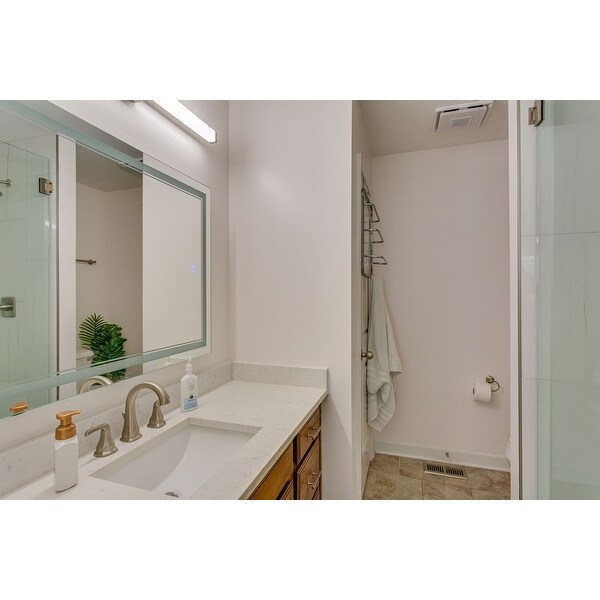GLANZHAUS 500x700x35mm Illuminated Anti Fog Led Bathroom Mirror Fogless Smart Mirror Bathroom Mirrors Wall Mounted Dustproof Demister Touch Sensor Switch Frameless Waterproof No Battery