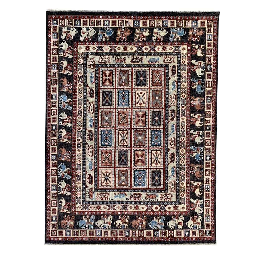 C.Brown Hand Knotted Wool Traditional Serapi Rug, 8' x 10', soft elegant floor rug - L