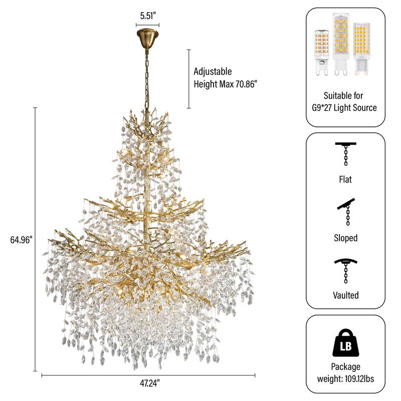 KAYLA 39.3-90.5in HorseshoeMountain ShapeChandelier