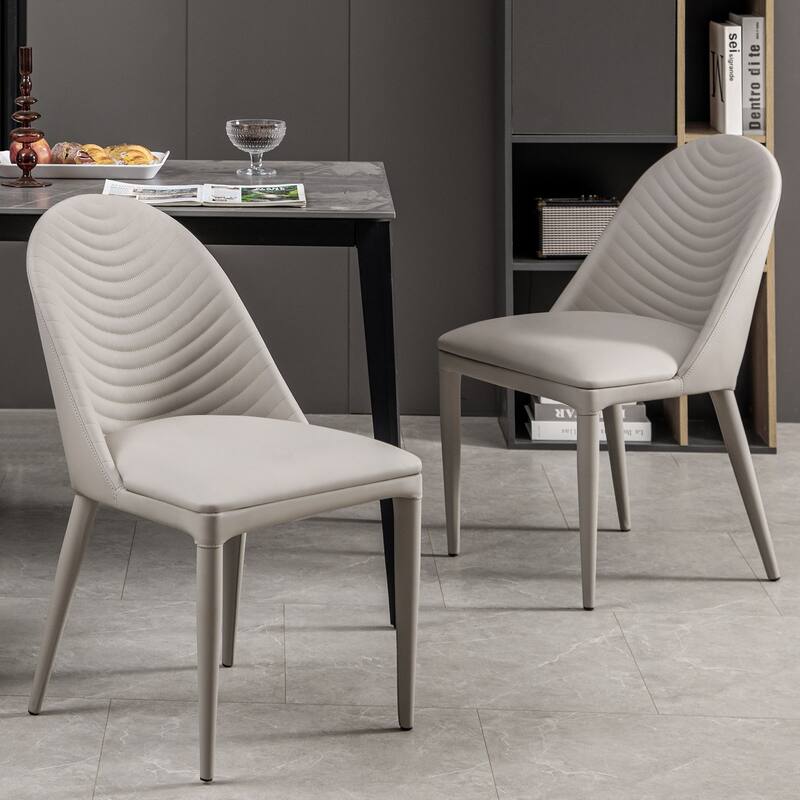 Fully Assembled Microfiber Leather Upholstered Dining Chairs, Set of 2 - 22.44"D x 18.5"W x 32.28"H