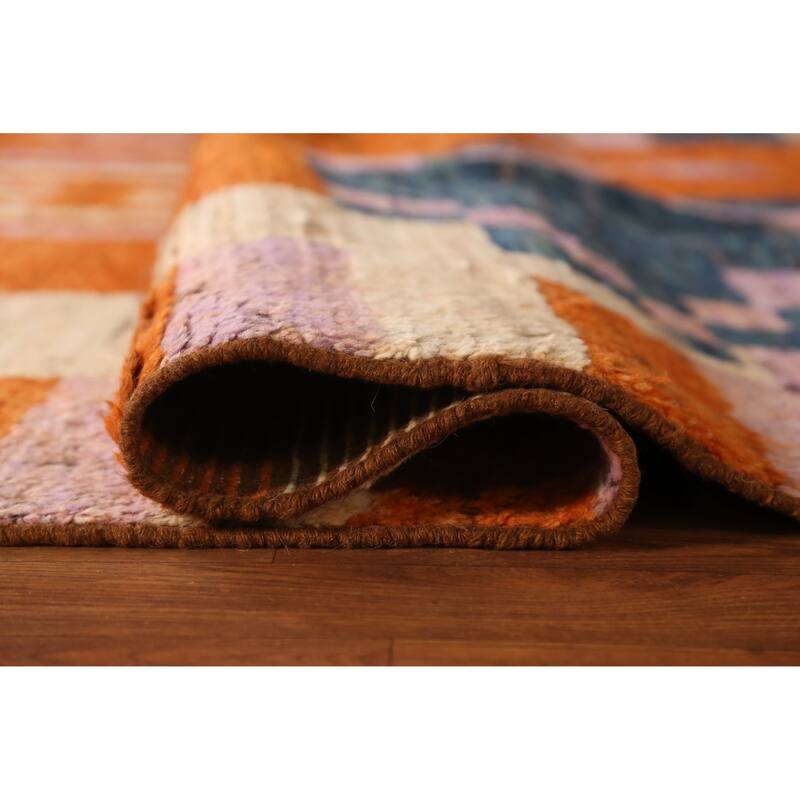 Moroccan Oriental Area Rug Handmade Orange Wool Carpet - 8'2" x 10'1"