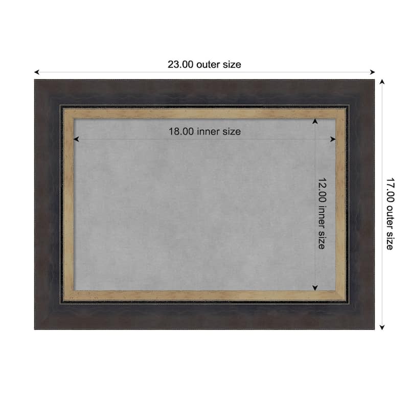 Amanti Art Hammered Charcoal Tan Framed Magnetic Board - Board Size 18x12