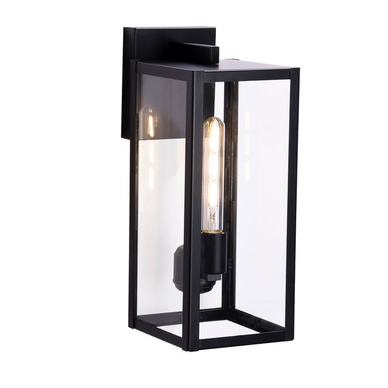 2 Pack Black Outdoor Lighting Wall Sconce with Clear Glass