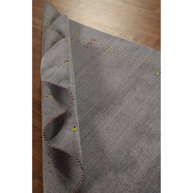 Hand Knotted Oriental 100% Wool Carpet Tribal Tribal Greys & Charcoal Gabbeh Area Rug - 7' 10'' X 5' 1''