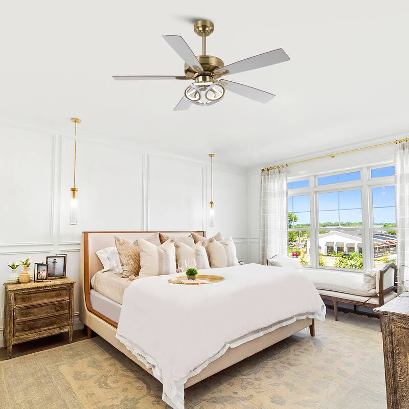 52" Modern Gold Smart Dimmable RGB Ceiling Fan with Remote and App Control