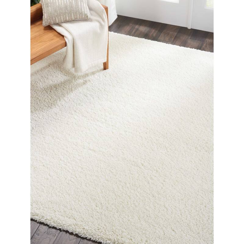 Nourison Malibu Shag Modern Plush Solid Area Rug - 6'7" Square - Ivory - Square/Runner