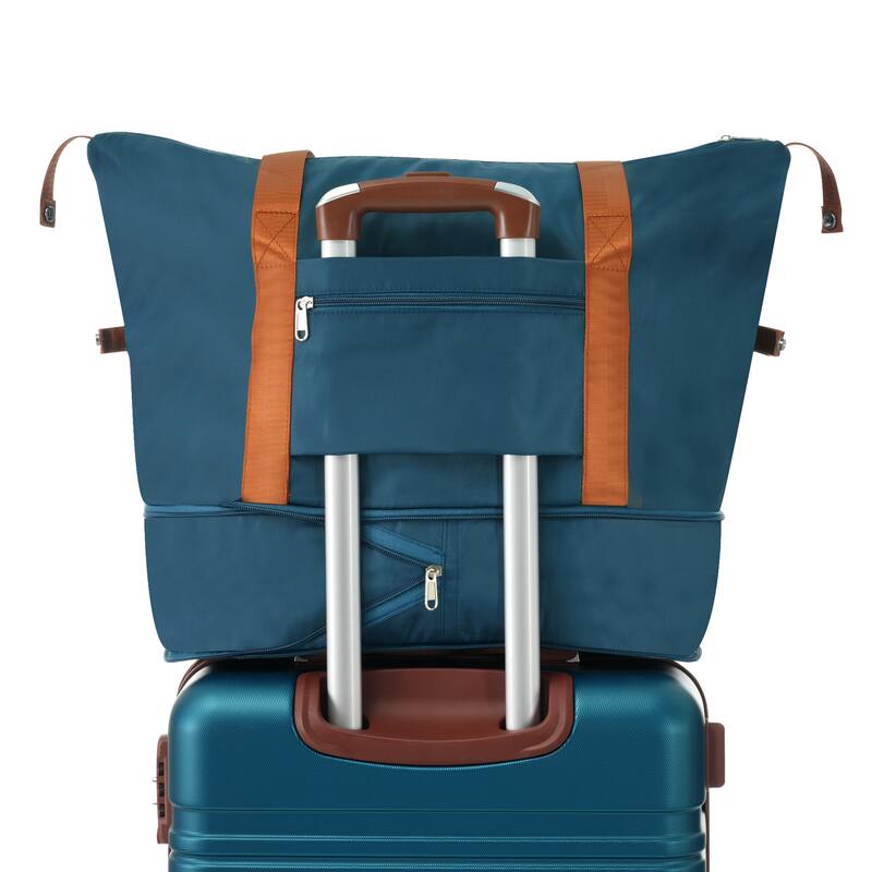 3-Piece, 28-Inch Vintage Hard-Shell Luggage Lightweight Luggage with Swivel Wheels and TSA Lock, for Boarding Travel, Blue