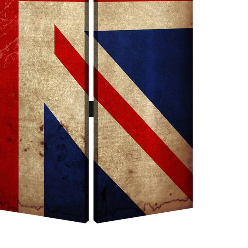 Alfie 71 Inch Folding Screen Room Divider, Union Jack Printing, 4 Panels