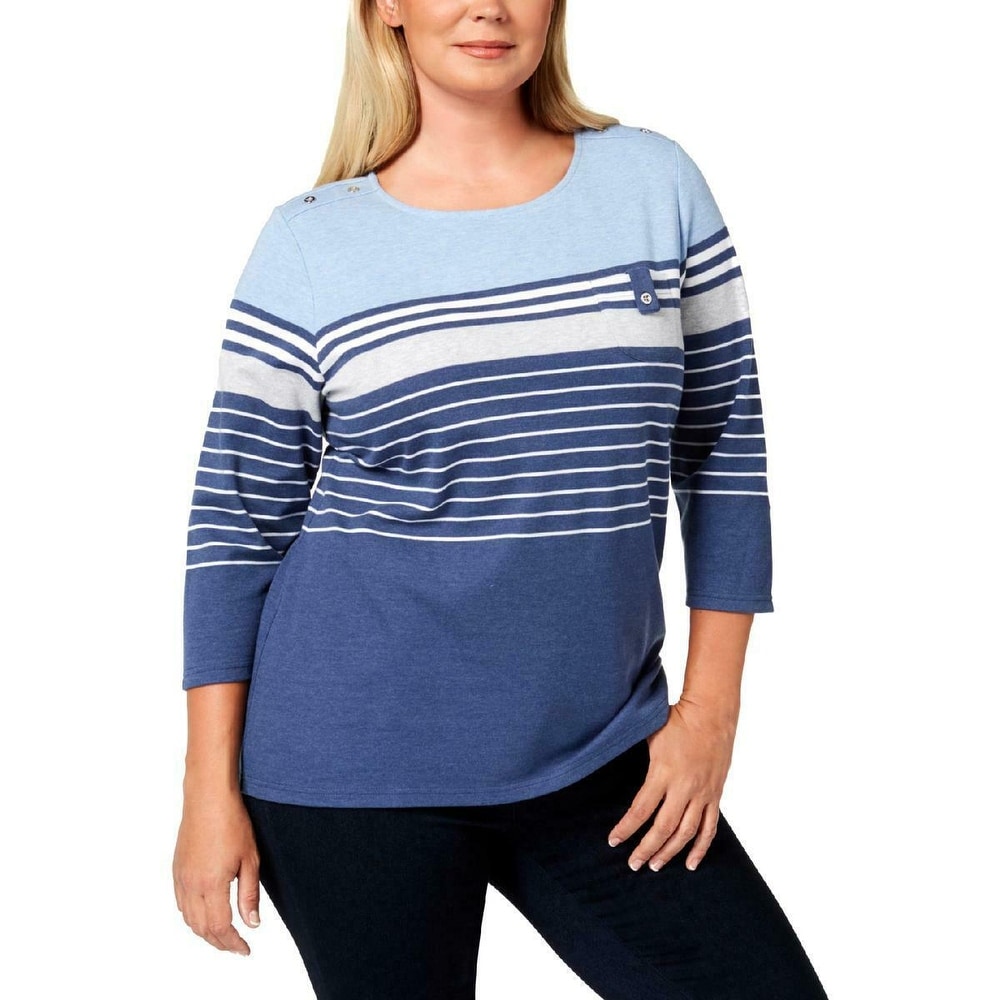 Karen Scott Print Long-Sleeve T-Shirt Pale Grey L