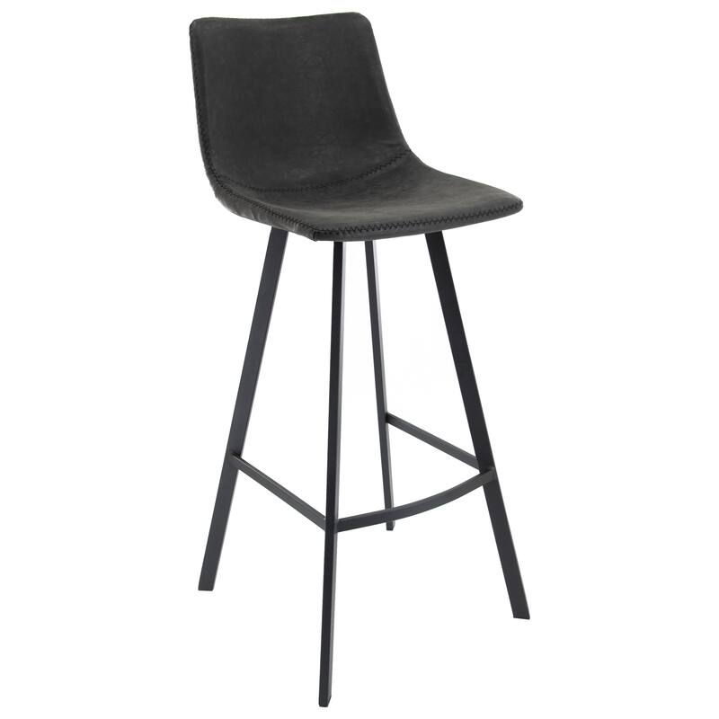 Elland Modern Ergonomic Foam Padded Metal Bar Stool with Back Support Plush Seating Footrest Powder Coated Finish Plastic Glides - Black