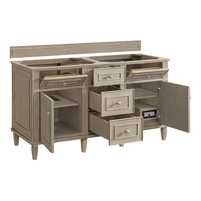 James Martin Vanities Lorelai 60" Double Vanity, Whitewashed Oak