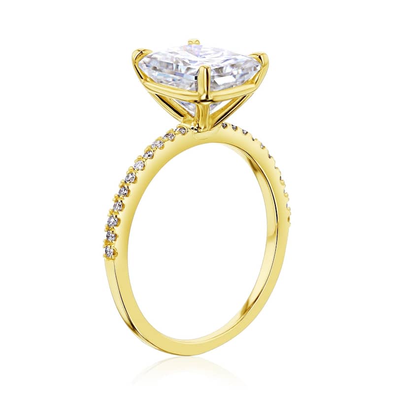 Kobelli 1.90 Carats Radiant Lab Grown Diamond Certified 14k Solid Gold Half Eternity Slender Engagement Ring