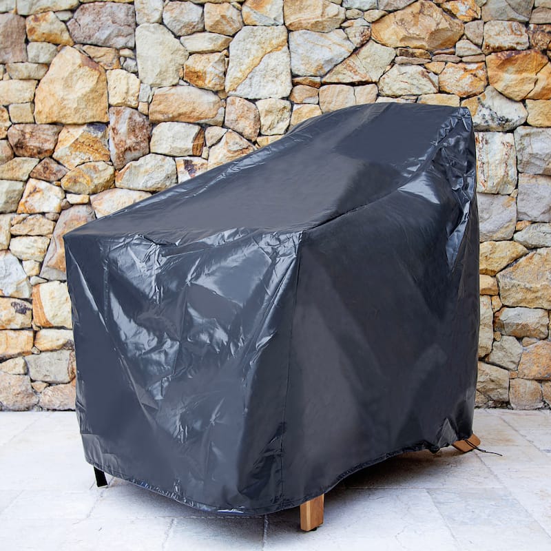 Cambridge Casual Camden Teak Patio Adirondack Chair Set with Padded Woven Seat - FREE Patio Cover