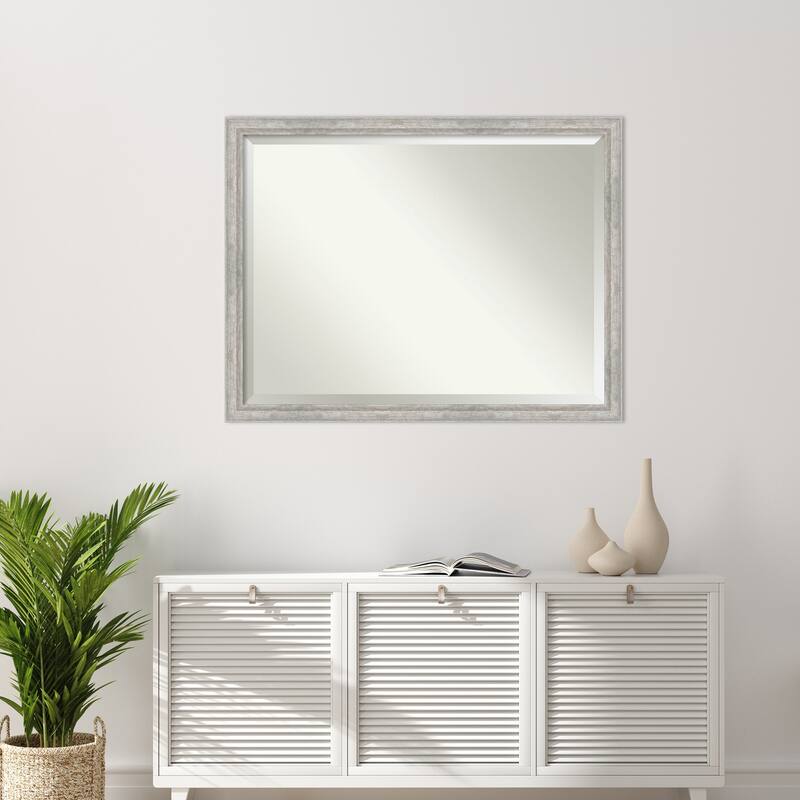 Angled Beveled Wood Framed Wall Mirror