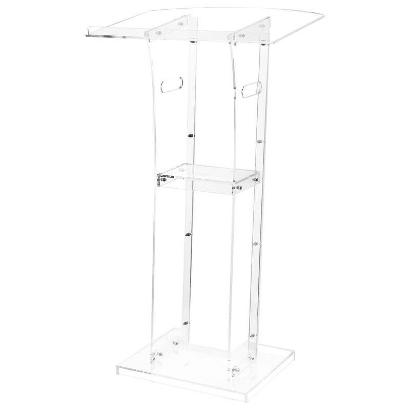 43-Inch Acrylic Podium Stand with Reading Surface and Shelf