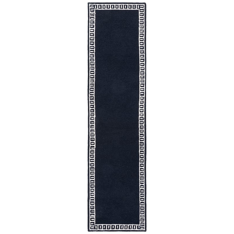 SAFAVIEH Handmade Metro Aneta Wool Rug - 2'3" x 9' Runner - Navy/Ivory