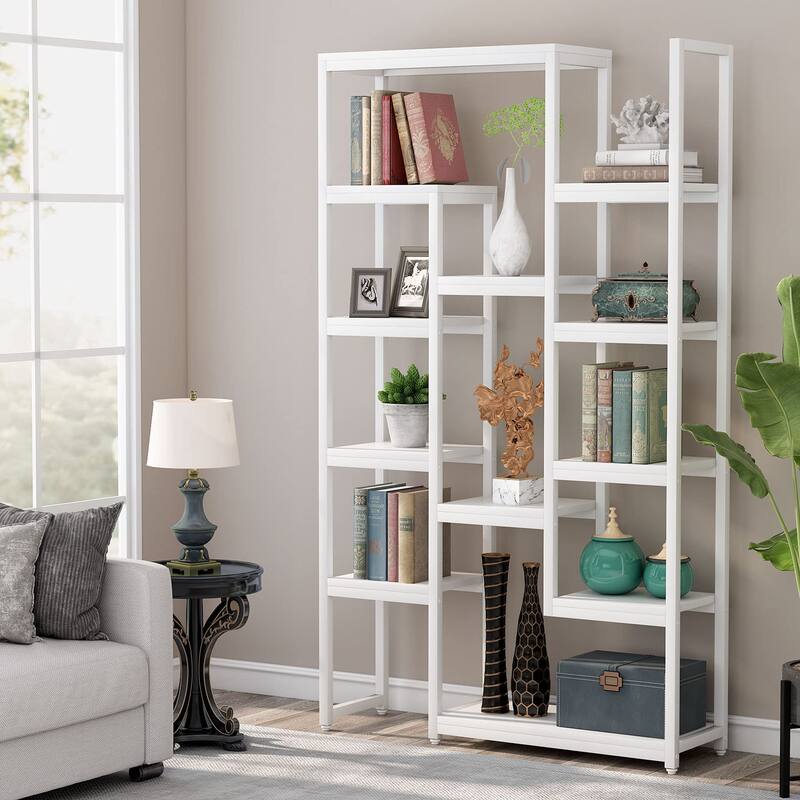 6-Tier Bookshelf 70.9 inch Tall Bookcase, Rustic Brown