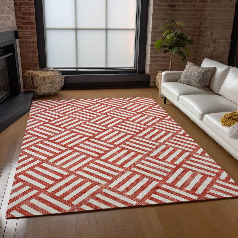 Machine Washable Indoor/ Outdoor Chantille Geo Modern Rug