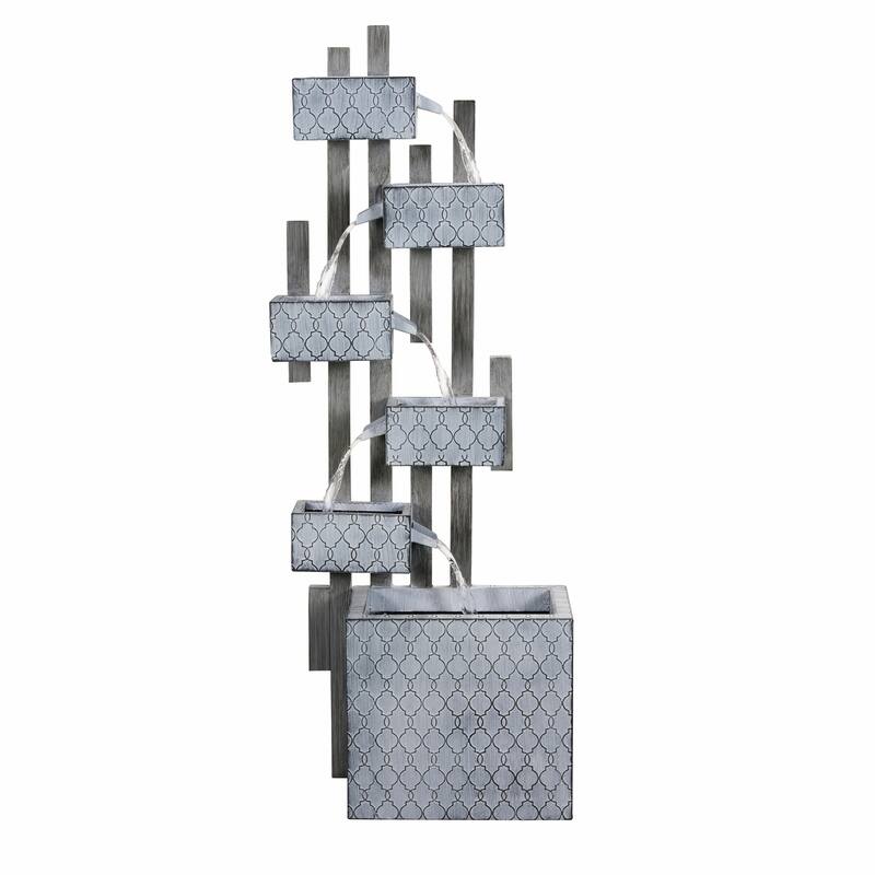 LED Lighted Geometric Outdoor Garden Water Fountain with Planter - 41.25"