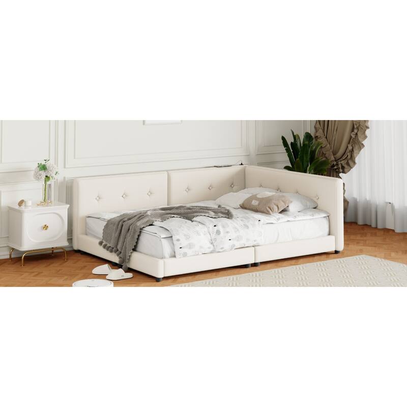 Upholstered Platform bed with USB Ports