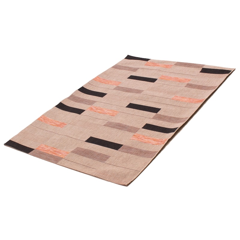 ECARPETGALLERY Machine Woven Lotus Mod Tan Polypropylene Rug - 5'1 x 7'7