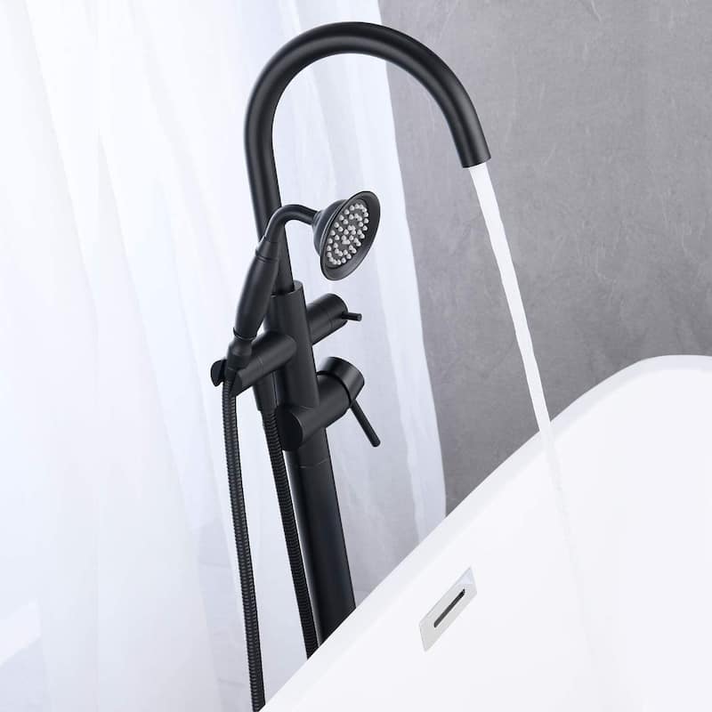 Tub Filler Freestanding Bathtub Faucet Floor Mounted Bathroom Tub Faucets With Hand Shower Modern Mixter Taps