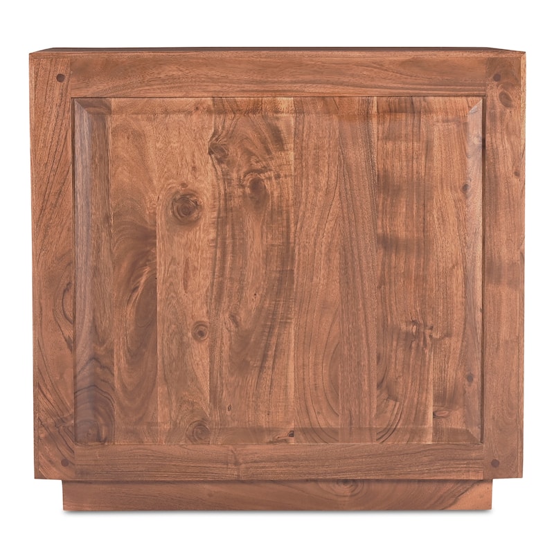 NADAAL STUDIOS Sterling Nightstand, Solid Acacia Wood with Live Edge Detail, Dark Brown