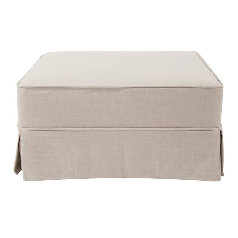 Allan Andrews Universal 36" Square Linen Slub Ottoman with Cover