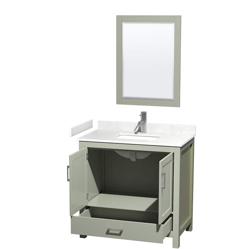 Sheffield Single Bathroom Vanity Set, Cultured Top, 24-Inch Mirror