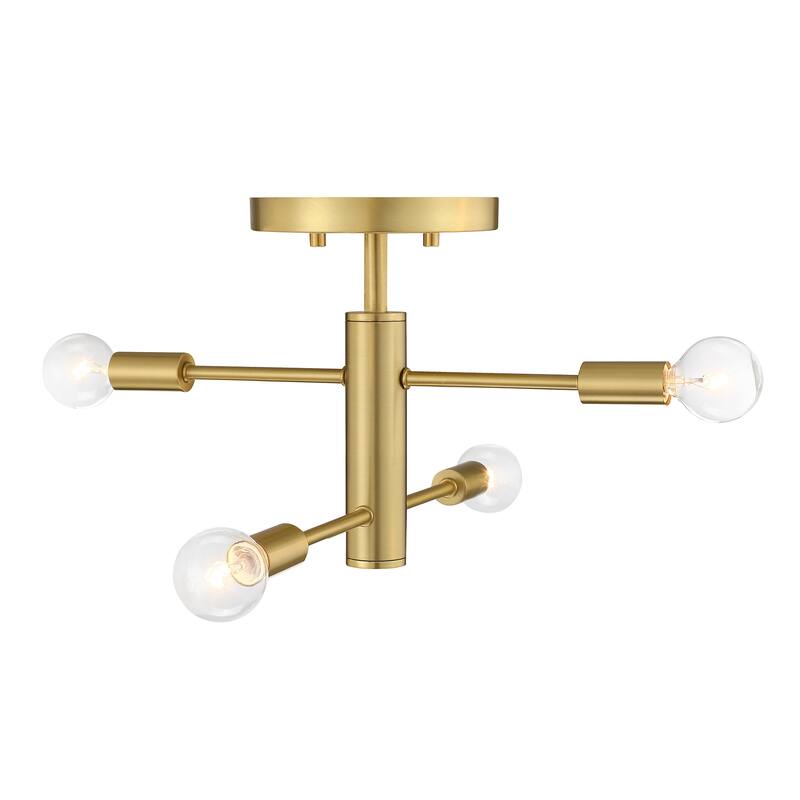 Arlo 14.25 in. 4-Light Brushed Gold Minimalist Semi Flush Mount with Bare Bulbs for Dining Rooms - 9