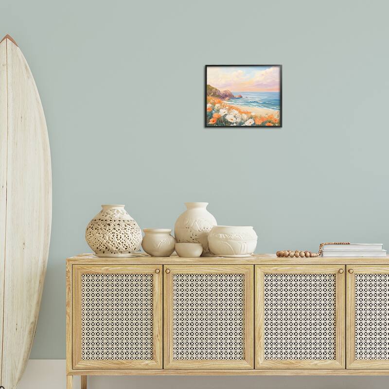 Stupell Poppies by Beach Bay Framed Giclee Art Design By Arlington Prints