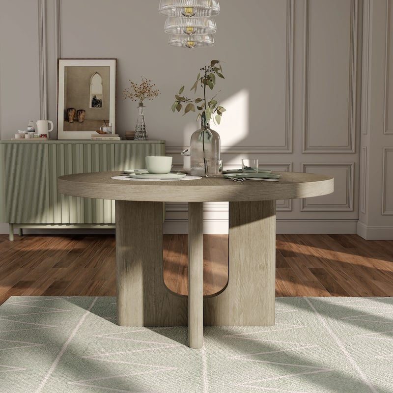 Furniture of America Piez Modern 54-inch Round Solid Wood Dining Table