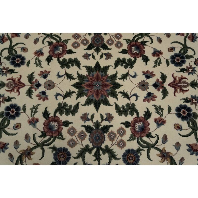 Hand Knotted Oriental 100% Wool Carpet Traditional All-Over Beige & Ivories Aubusson Area Rug - 9' 0'' X 6' 0''