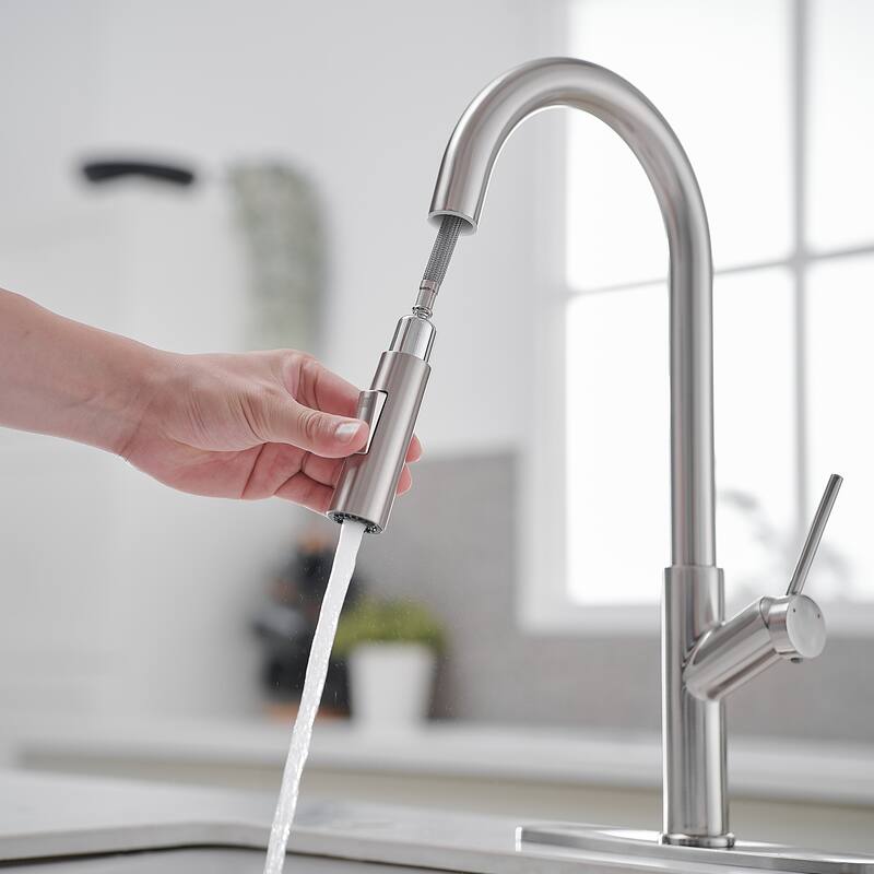 WIZ Single Handle Pull Down Sprayer Kitchen Faucet in Matte Black