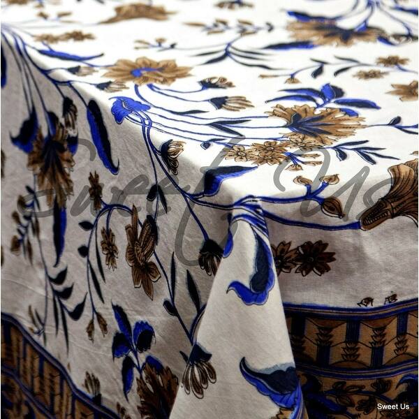 Shop Black Friday Deals On Cotton Floral Tapestry Tablecloth Rectangle Thin Bedspread Twin Full Blue Brown On Sale Overstock 18534790