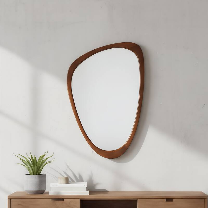 20"x30" Irregular Solid Wood Frame Decorative Mirror,For Bedroom, Bathroom, Living Room, Entryway