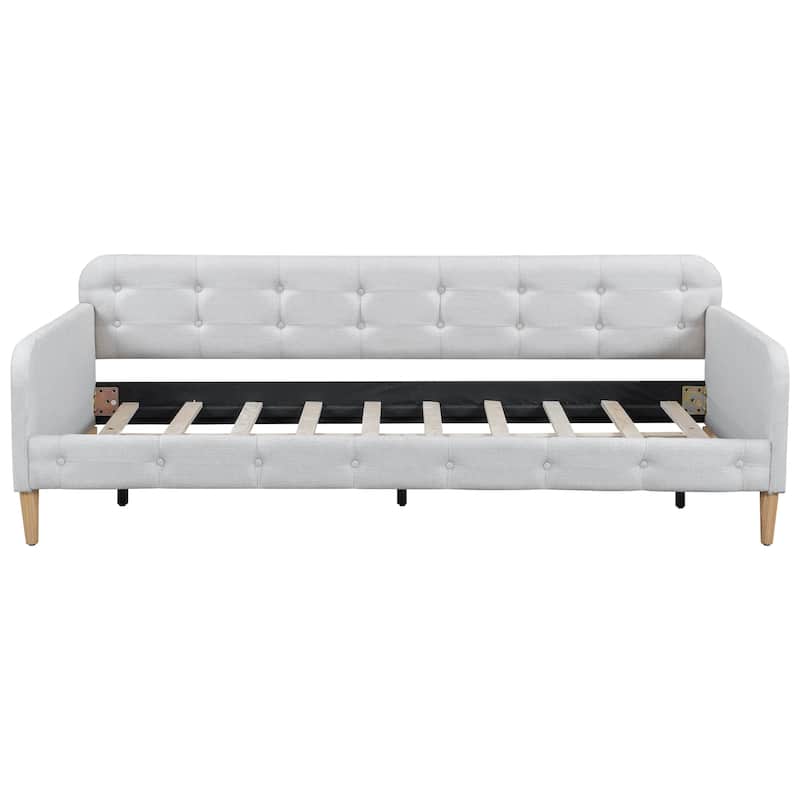 Roomfitters Twin Size Upholstered Daybed with Padded Frame and Four Support Legs for Modern Living