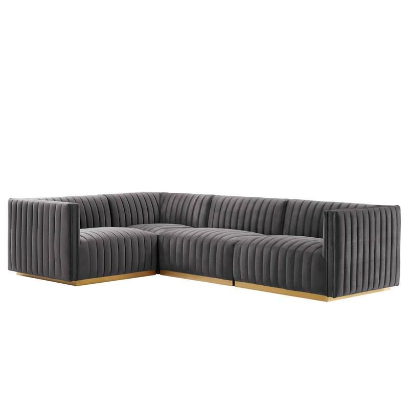 Conjure Channel Tufted Performance Velvet 4-Piece Sectional