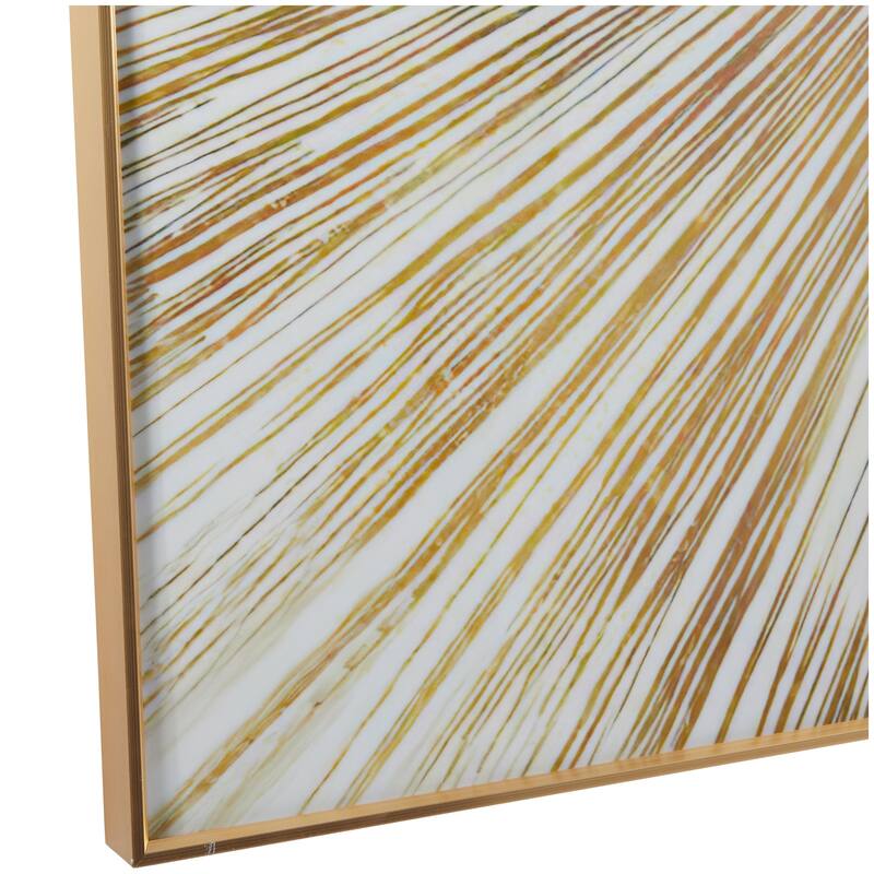Porcelain Ceramic Starburst Radial Living Room Wall Decor with Gold Aluminum Frame - Gold - CosmoLiving by Cosmopolitan