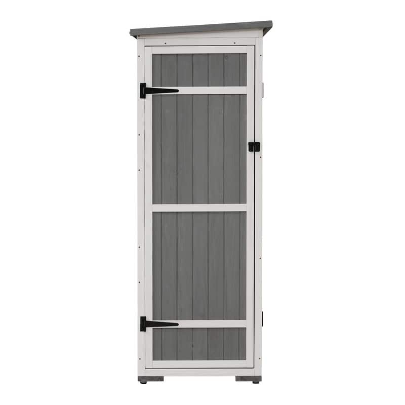 5.5ft Hx4.1ft L Outdoor Wooden Storage Shed With Waterproof Asphalt Roof, Four Lockable Doors, And Multi-Tier Shelves
