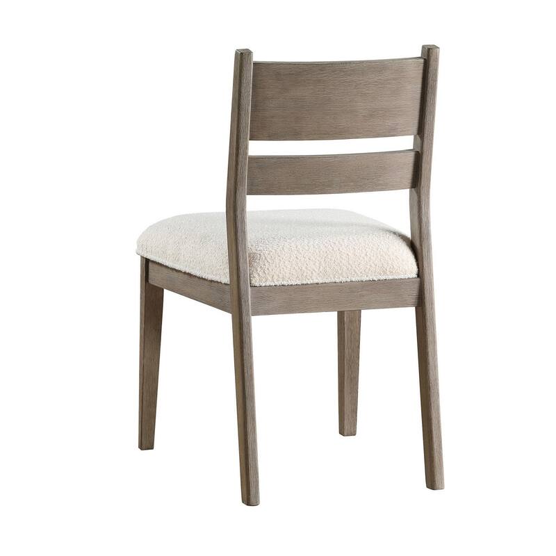 Elia Dining Side Chair Set of 2, Ladderback, Gray Wood, Cream Fabric