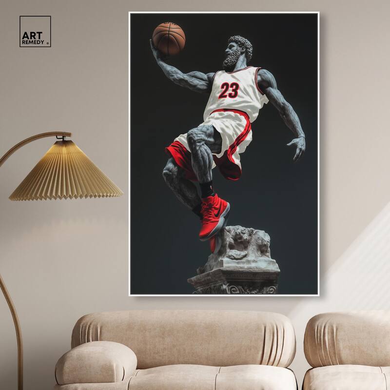 Basketball White Uniform Canvas by Art Remedy
