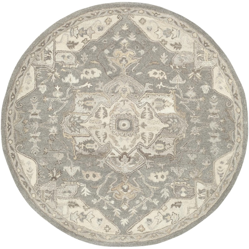 Livabliss Caesar Traditional Area Rug - 6' x 6' Round - Charcoal - Round
