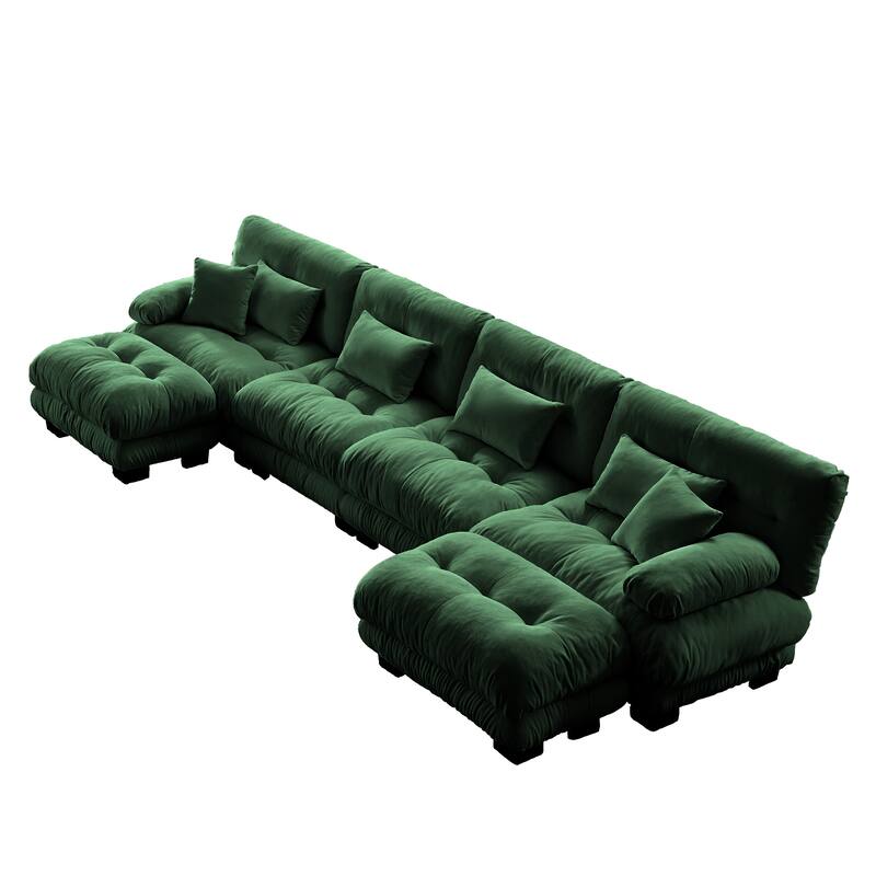 4-Seater U-Shaped Free Combination Modular Sofa with 2 Ottomans